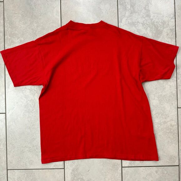 Vintage 80s Guess Spellout T-Shirt Size L Original Red Made In USA - Picture 6 of 7